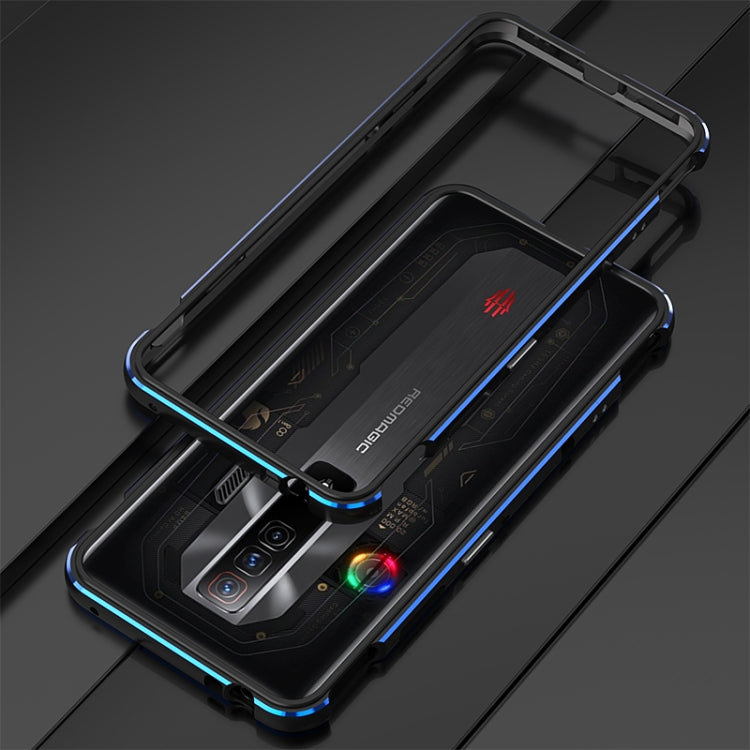 For ZTE nubia Red Magic 7 Pro Aurora Series Metal Frame Phone Case(Black Blue)