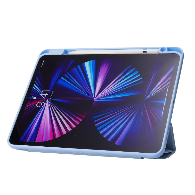 For iPad Air 13 2024 / iPad Pro 12.9 2022 / 2021 / 2020 / 2018 Deformation Transparent Acrylic Leather Tablet Case(Dark Blue)