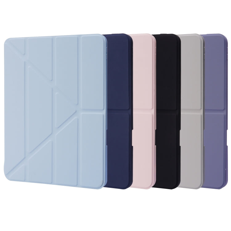 For iPad Air 13 2024 / iPad Pro 12.9 2022 / 2021 / 2020 / 2018 Deformation Transparent Acrylic Leather Tablet Case(Dark Blue)