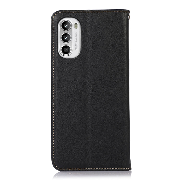 For Motorola Moto G52 4G KHAZNEH Nappa Top Layer Cowhide Leather Phone Case(Black)