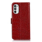 For Motorola Moto G52 4G Crocodile Top Layer Cowhide Leather Phone Case(Red)