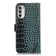 For Motorola Moto G52 4G Crocodile Top Layer Cowhide Leather Phone Case(Green)