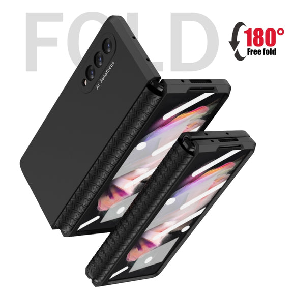For Samsung Galaxy Z Fold3 5G 360 Full Body TPU Hinge Flip Phone Case(Black)