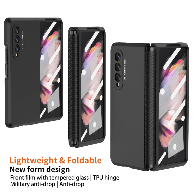 For Samsung Galaxy Z Fold3 5G 360 Full Body TPU Hinge Flip Phone Case(Black)