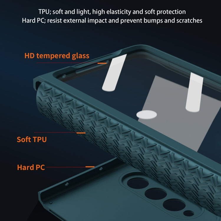 For Samsung Galaxy Z Fold3 5G 360 Full Body TPU Hinge Flip Phone Case(Black)