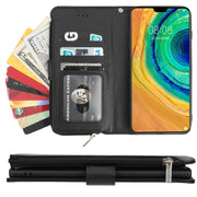 For Huawei Mate 30 Pro Microfiber Zipper Horizontal Flip Leather Case(Black)