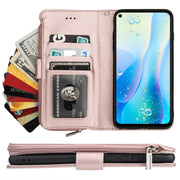 For Huawei Nova 5i Pro / Mate 30 Lite Microfiber Zipper Horizontal Flip Leather Case(Rose Gold)