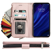 For Huawei P30 Microfiber Zipper Horizontal Flip Leather Case(Rose Gold)