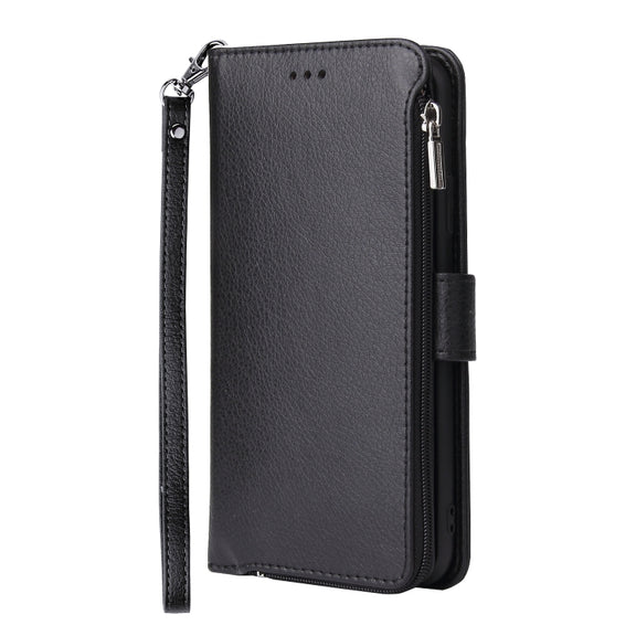 For Huawei P40 Microfiber Zipper Horizontal Flip Leather Case(Black)