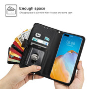 For Huawei P40 Microfiber Zipper Horizontal Flip Leather Case(Black)