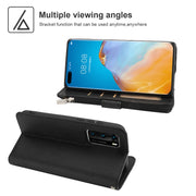 For Huawei P40 Microfiber Zipper Horizontal Flip Leather Case(Black)