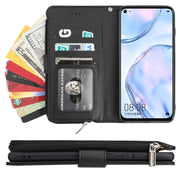 For Huawei P40 Lite / nova 6 SE Microfiber Zipper Horizontal Flip Leather Case(Black)