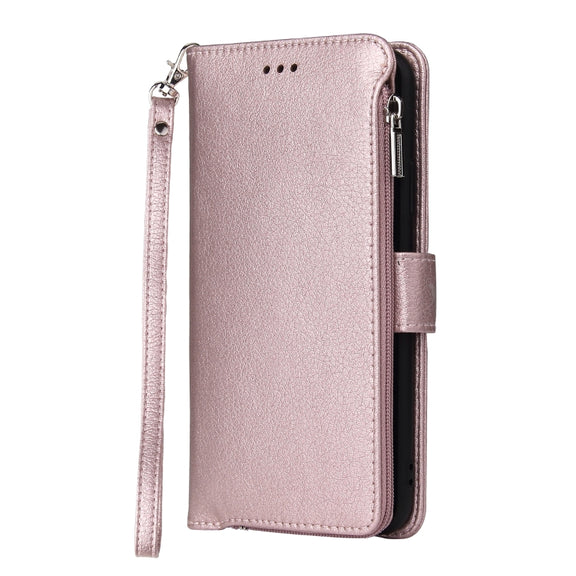 For Huawei P40 Lite / nova 6 SE Microfiber Zipper Horizontal Flip Leather Case(Rose Gold)