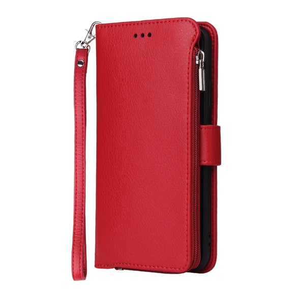For Huawei P40 Lite / nova 6 SE Microfiber Zipper Horizontal Flip Leather Case(Red)