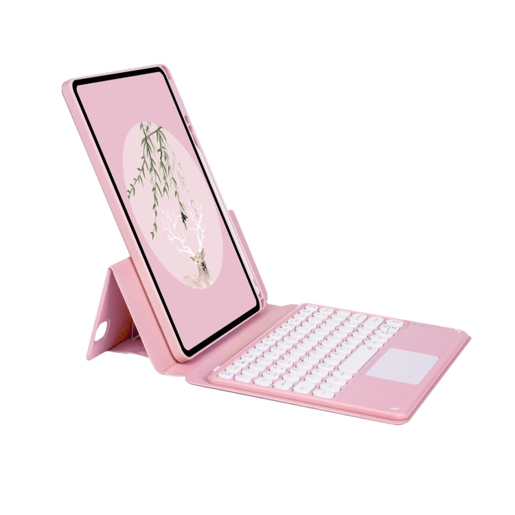 Bluetooth Keyboard Leather Case with Touchpad & Rotatable Bottom Case For iPad 10.2 2021 & 2020 & 2019 / Air 2019 / Pro 10.5 inch(Light Pink)