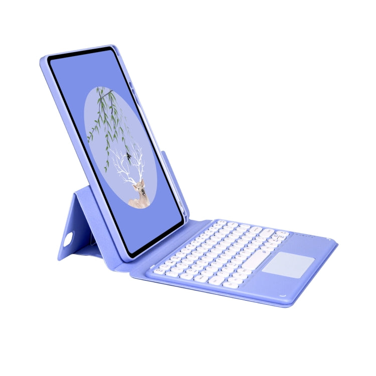 Bluetooth Keyboard Leather Case with Touchpad & Rotatable Bottom Case For iPad 10.2 2021 & 2020 & 2019 / Air 2019 / Pro 10.5 inch(Light Purple)