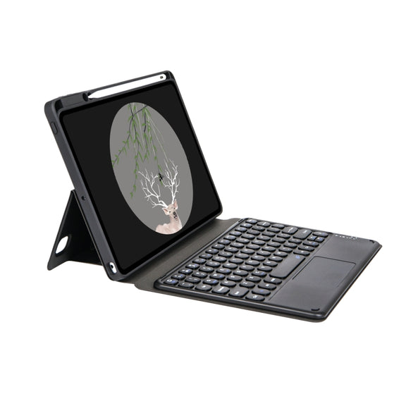 Bluetooth Keyboard Leather Case with Touchpad & Rotatable Bottom Case For iPad 10.2 2021 & 2020 & 2019 / Air 2019 / Pro 10.5 inch(Black)