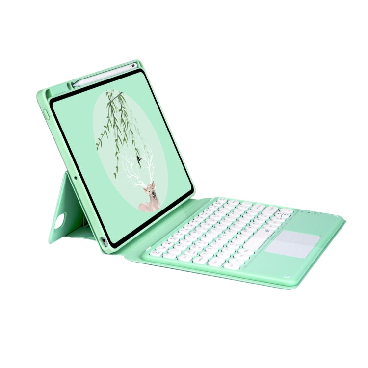Bluetooth Keyboard Leather Case with Touchpad & Rotatable Bottom Case For iPad 10.2 2021 & 2020 & 2019 / Air 2019 / Pro 10.5 inch(Green)
