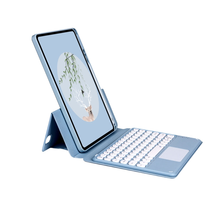 Bluetooth Keyboard Leather Case with Touchpad & Rotatable Bottom Case For iPad 10.2 2021 & 2020 & 2019 / Air 2019 / Pro 10.5 inch(Fog Blue)