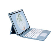 Bluetooth Keyboard Leather Case with Touchpad & Rotatable Bottom Case For iPad 10.2 2021 & 2020 & 2019 / Air 2019 / Pro 10.5 inch(Fog Blue)