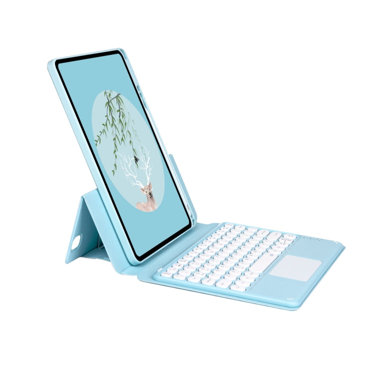 Bluetooth Keyboard Leather Case with Touchpad & Rotatable Bottom Case For iPad 10.2 2021 & 2020 & 2019 / Air 2019 / Pro 10.5 inch(Sky Blue)