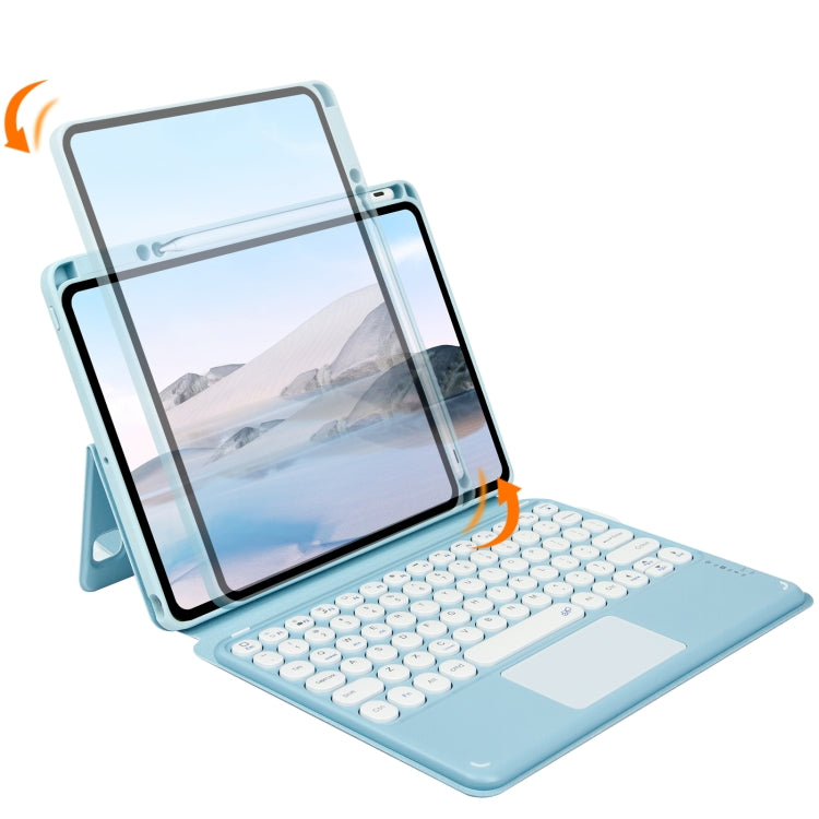 Bluetooth Keyboard Leather Case with Touchpad & Rotatable Bottom Case For iPad 10.2 2021 & 2020 & 2019 / Air 2019 / Pro 10.5 inch(Sky Blue)