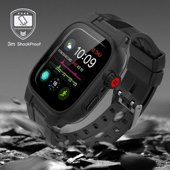 RedPepper IP68 Water-resistant Screen Protector + Watchband + Protective Case For Apple Watch Series 9 / 8 / 7 45mm