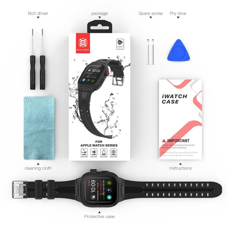 RedPepper IP68 Water-resistant Screen Protector + Watchband + Protective Case For Apple Watch Series 9 / 8 / 7 45mm