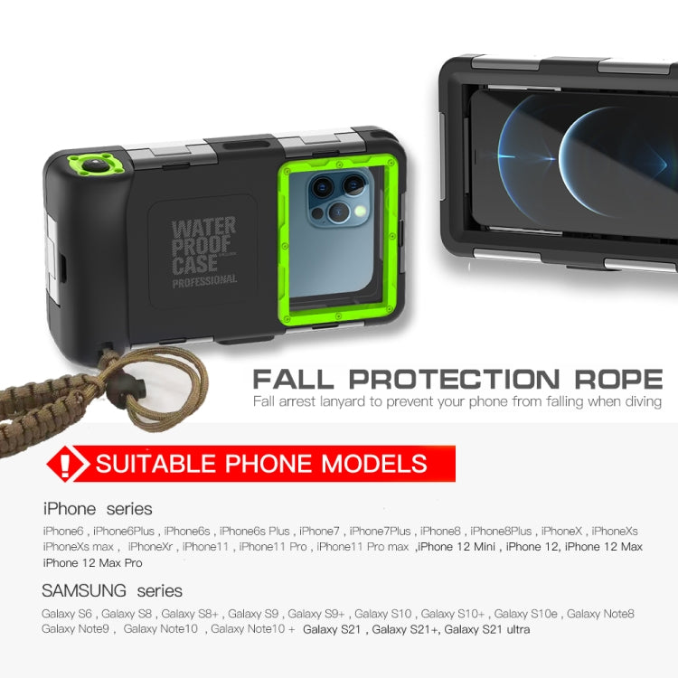 RedPepper 2nd Generation Diving Water-resistant Protective Case, Water-resistant depth: 15m(Black + Green)