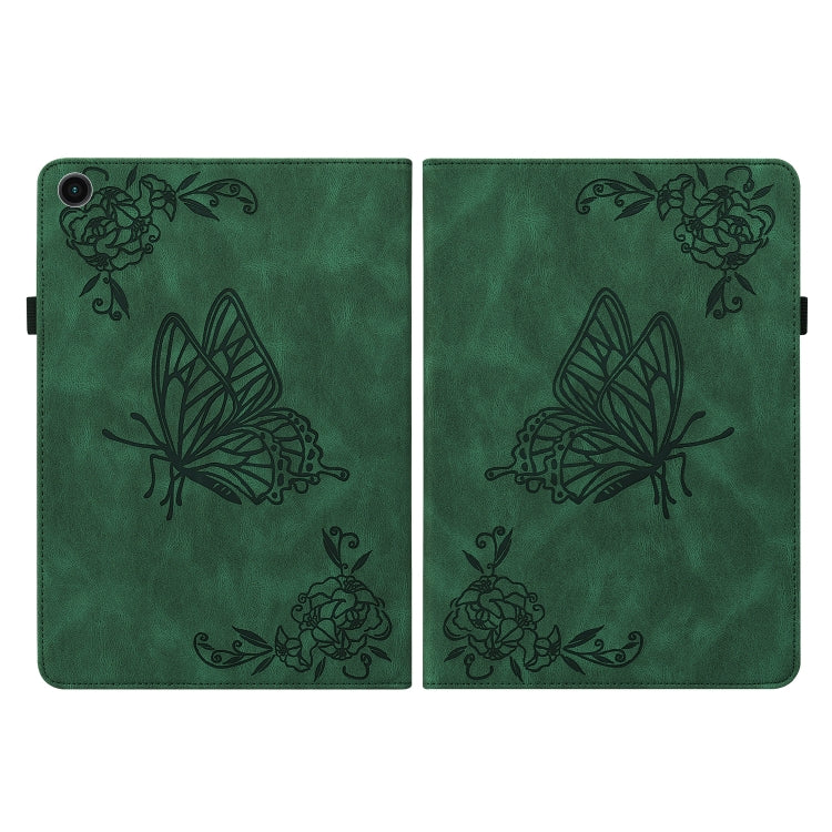 For Realme Pad Butterfly Flower Embossed Leather Tablet Case(Green)