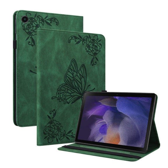 For Realme Pad Butterfly Flower Embossed Leather Tablet Case(Green)