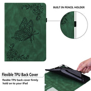 For Realme Pad Butterfly Flower Embossed Leather Tablet Case(Green)