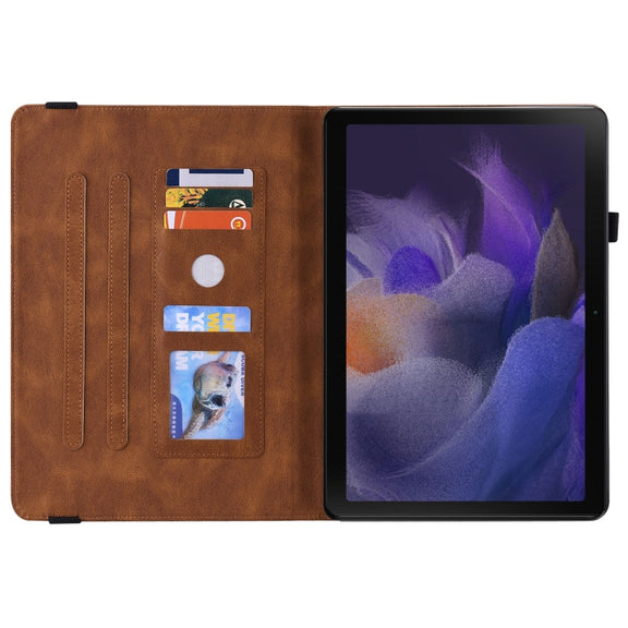 For Realme Pad Butterfly Flower Embossed Leather Tablet Case(Brown)