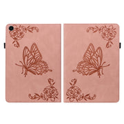 For Realme Pad Butterfly Flower Embossed Leather Tablet Case(Rose Gold)