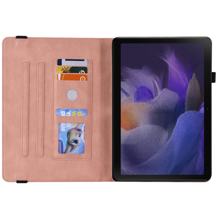 For Realme Pad Butterfly Flower Embossed Leather Tablet Case(Rose Gold)