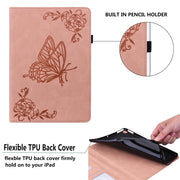 For Realme Pad Butterfly Flower Embossed Leather Tablet Case(Rose Gold)