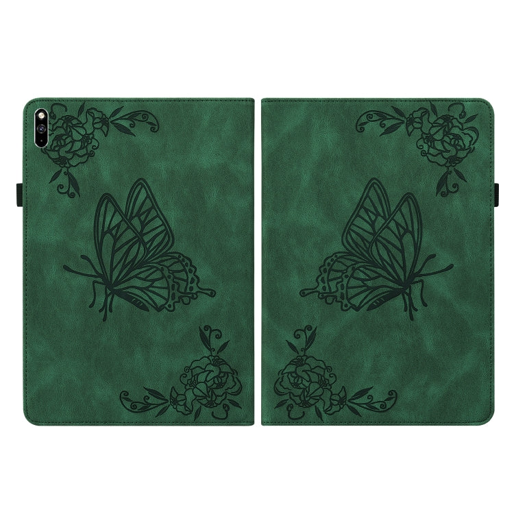 For Huawei MatePad Pro 10.8 2021 Butterfly Flower Embossed Leather Tablet Case(Green)
