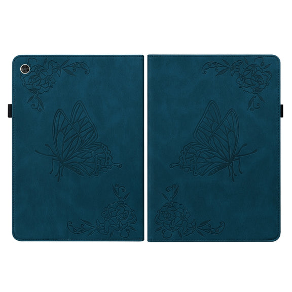 For Huawei MatePad T 10s/Enjoy Tablet 2 Butterfly Flower Embossed Leather Tablet Case(Blue)