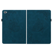 For Huawei MediaPad M5 Lite Butterfly Flower Embossed Leather Tablet Case(Blue)