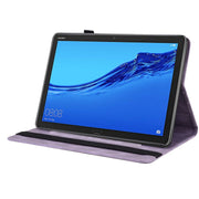 For Huawei MediaPad M5 Lite Butterfly Flower Embossed Leather Tablet Case(Purple)