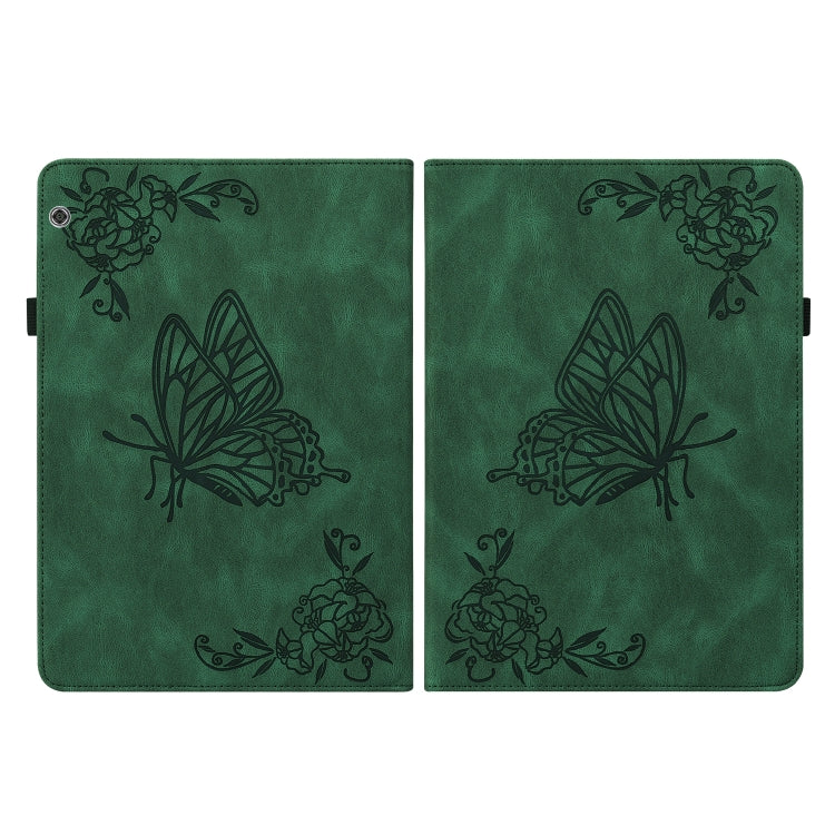 For Huawei MediaPad T5 Butterfly Flower Embossed Leather Tablet Case(Green)