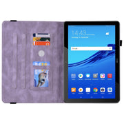 For Huawei MediaPad T5 Butterfly Flower Embossed Leather Tablet Case(Purple)