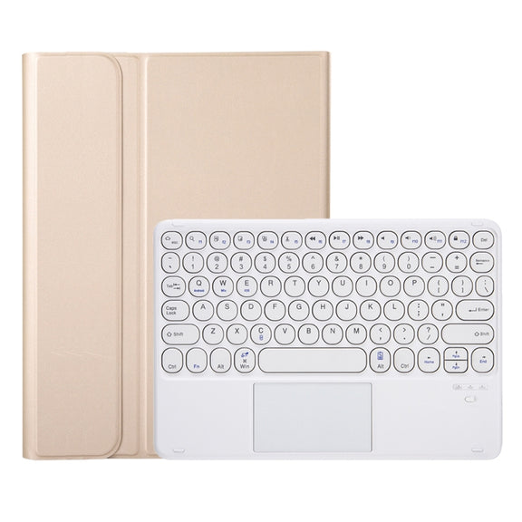 YA610B-A  Lambskin Texture Voltage Round Keycap Bluetooth Keyboard Leather Case with Touchpad For Samsung Galaxy Tab S6 Lite 10.4 inch SM-P610 / SM-P615(Gold)
