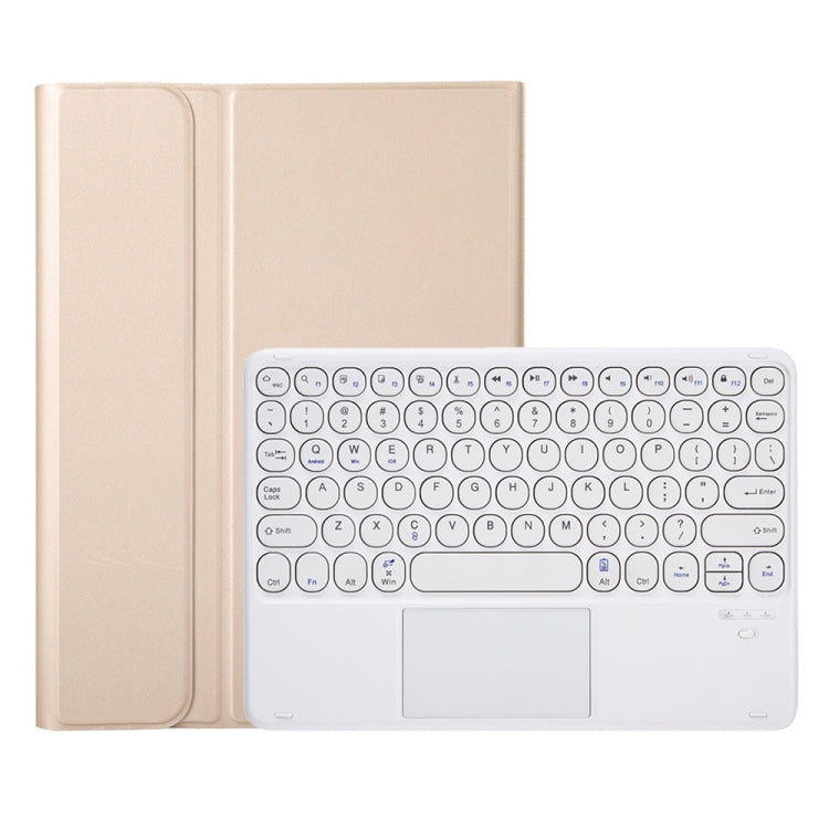 YA610B-A  Lambskin Texture Voltage Round Keycap Bluetooth Keyboard Leather Case with Touchpad For Samsung Galaxy Tab S6 Lite 10.4 inch SM-P610 / SM-P615(Gold)