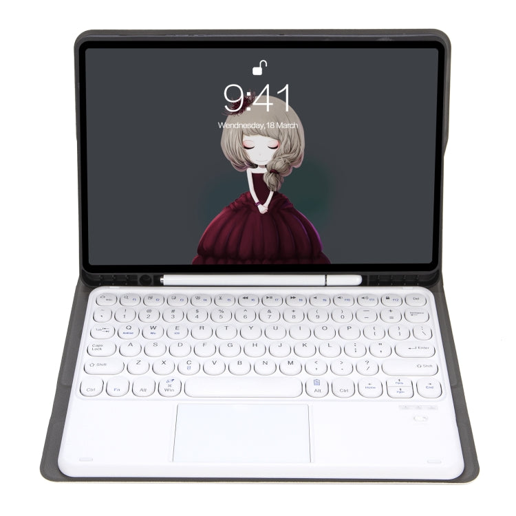 YA610B-A  Lambskin Texture Voltage Round Keycap Bluetooth Keyboard Leather Case with Touchpad For Samsung Galaxy Tab S6 Lite 10.4 inch SM-P610 / SM-P615(Gold)