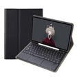 YA08B-A  Lambskin Texture Voltage Round Keycap Bluetooth Keyboard Leather Case with Touchpad For Samsung Galaxy Tab A8 10.5 2021 SM-X200 / SM-X205(Black) - Samsung Keyboard by PMC TechLife | Online Shopping South Africa | PMC TechLife