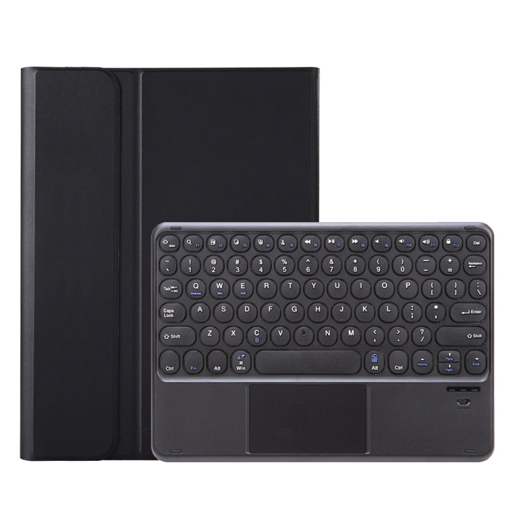 YA08B-A  Lambskin Texture Voltage Round Keycap Bluetooth Keyboard Leather Case with Touchpad For Samsung Galaxy Tab A8 10.5 2021 SM-X200 / SM-X205(Black)