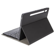 YA08B-A  Lambskin Texture Voltage Round Keycap Bluetooth Keyboard Leather Case with Touchpad For Samsung Galaxy Tab A8 10.5 2021 SM-X200 / SM-X205(Black)