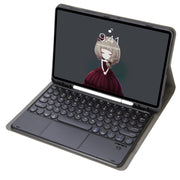 YA08B-A  Lambskin Texture Voltage Round Keycap Bluetooth Keyboard Leather Case with Touchpad For Samsung Galaxy Tab A8 10.5 2021 SM-X200 / SM-X205(Blue)