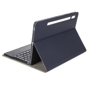 YA08B-A  Lambskin Texture Voltage Round Keycap Bluetooth Keyboard Leather Case with Touchpad For Samsung Galaxy Tab A8 10.5 2021 SM-X200 / SM-X205(Blue)